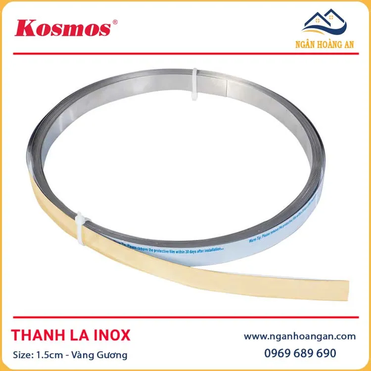 Thanh Nẹp La Inox 201 Màu Vàng Gương Kosmos 1.5cm Thanh Nẹp La Inox 201 Màu Vàng Gương Kosmos 1.5cm